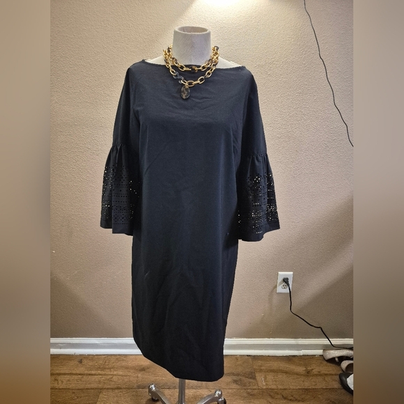 Ralph Lauren Black Sheath Dress with Bell Sleeves - Picture 2 of 8